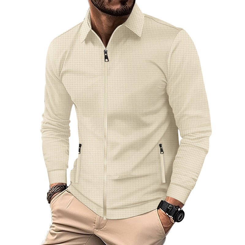 Herren modische Freizeitjacke mit strukturiertem Design und seitlichem Reißverschluss EB