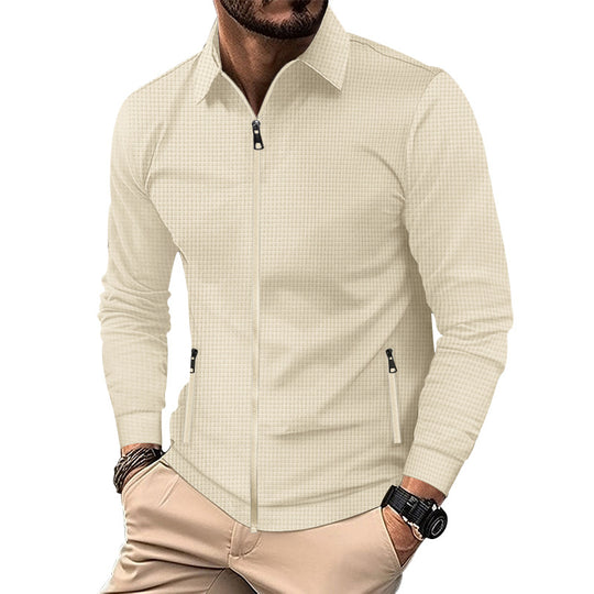 Herren modische Freizeitjacke mit strukturiertem Design und seitlichem Reißverschluss EB