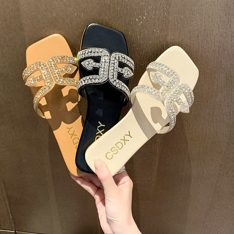 Damen Modische Riemchen-Sandalen mit funkelndem Strass-Detail und elegantem Design EB