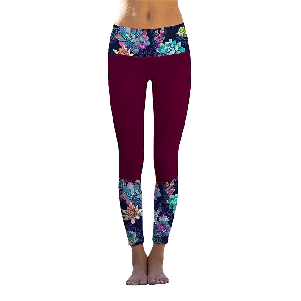 Damen Sportliche Leggings mit stylishem Marmormuster und hohem Bund EB