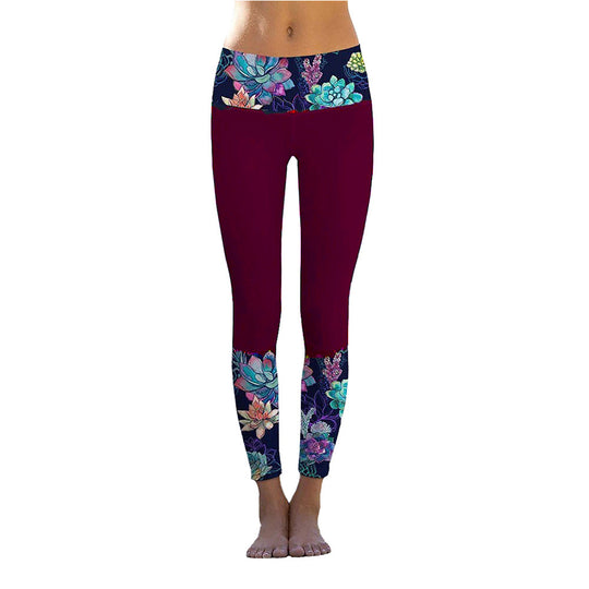 Damen Sportliche Leggings mit stylishem Marmormuster und hohem Bund EB