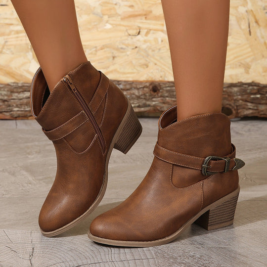 Damen Freizeit-Stiefeletten mit dekorativem Schnallen-Detail EB