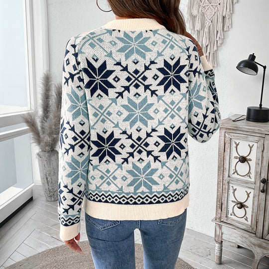Damen gestrickter Pullover im Skandi-Stil EB
