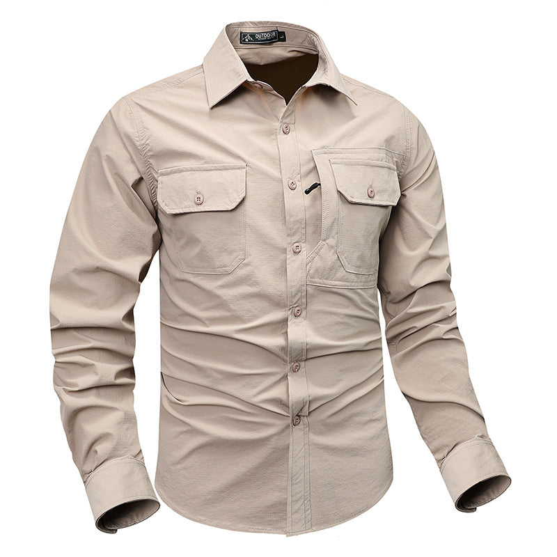 Men's  technical tactical long sleeve utility shirt with dual chest pockets and reinforced seams EB