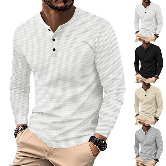 Herren Langarm-Henley-Shirt aus atmungsaktivem Strukturstoff EB
