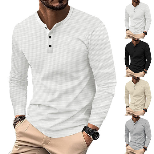 Herren Langarm-Henley-Shirt aus atmungsaktivem Strukturstoff EB