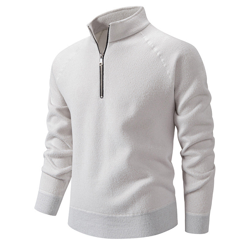 Herren Rollkragenpullover mit modernem Reißverschluss und strukturiertem Design EB