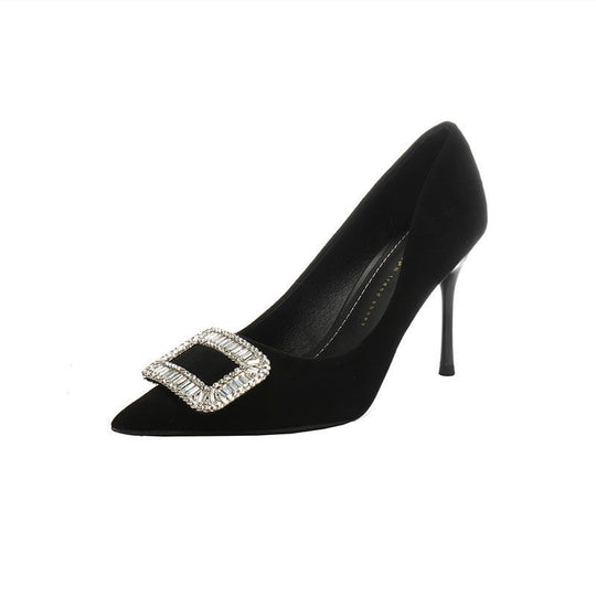 Damen elegante Stiletto-Pumps mit funkelnder Schnallenverzierung EB