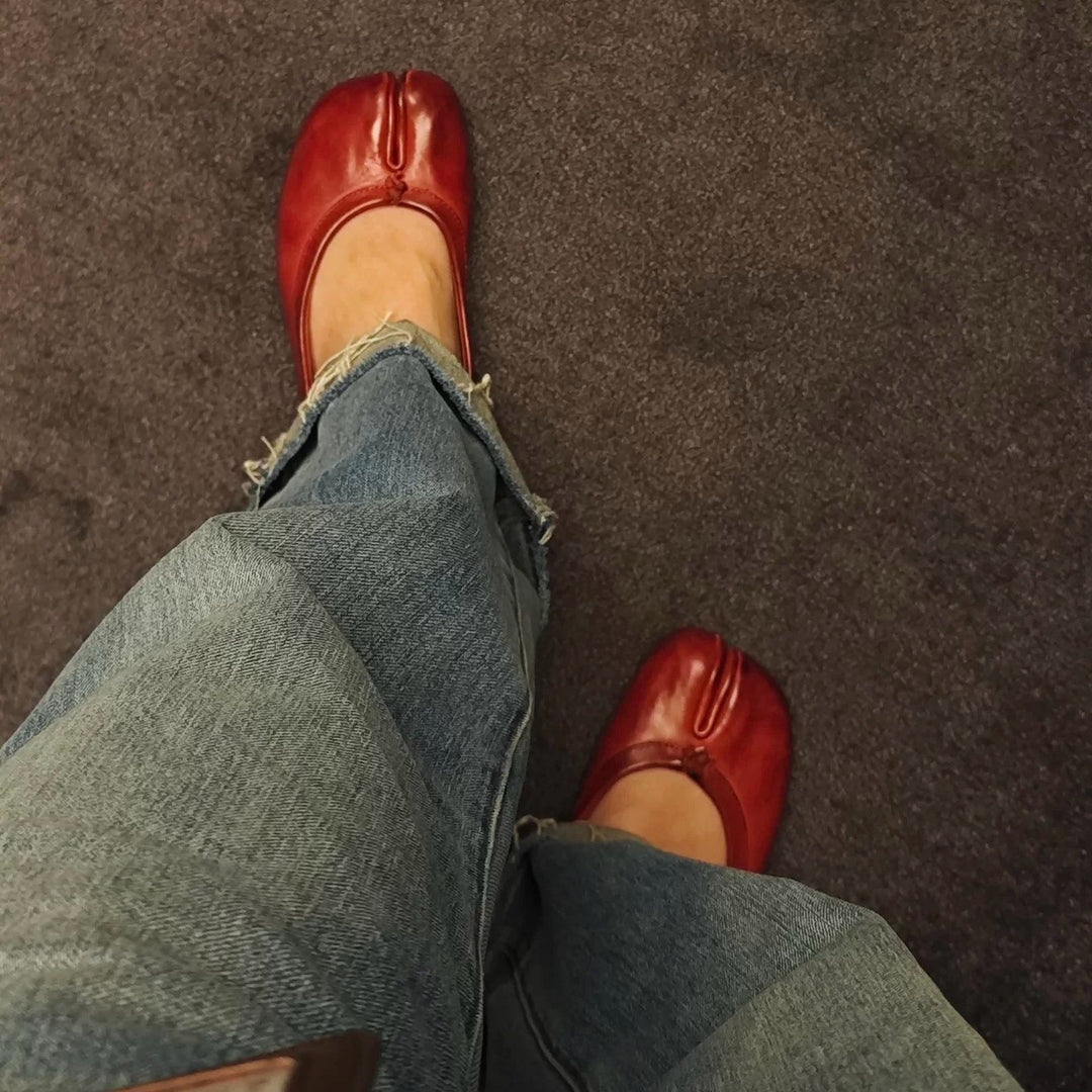 Damen Elegante und modische Ballerinas mit einzigartigem Zehen-Design EB