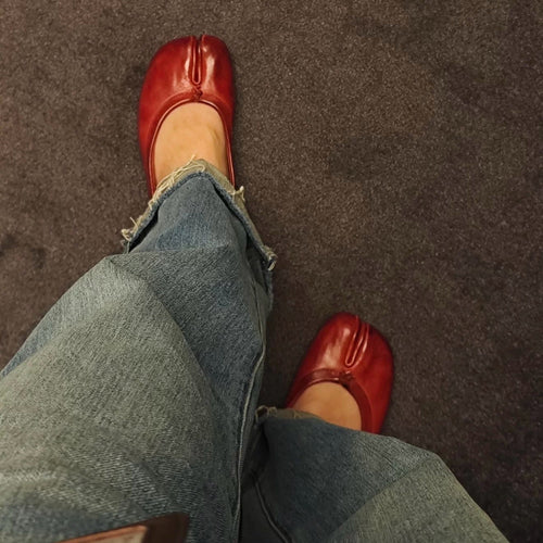 Damen Elegante und modische Ballerinas mit einzigartigem Zehen-Design EB