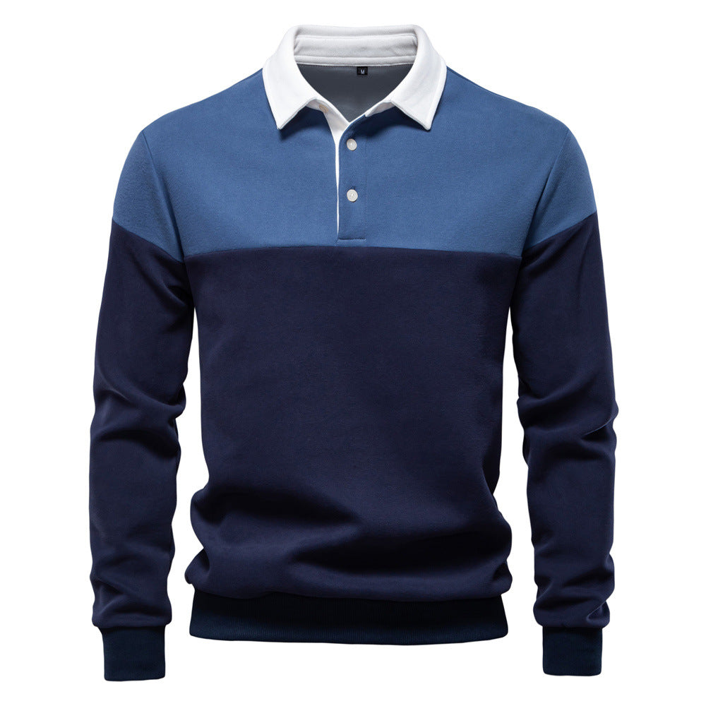 Herren Langarm Poloshirt mit modernen Farbapplikationen und hochwertigem Stoff EB