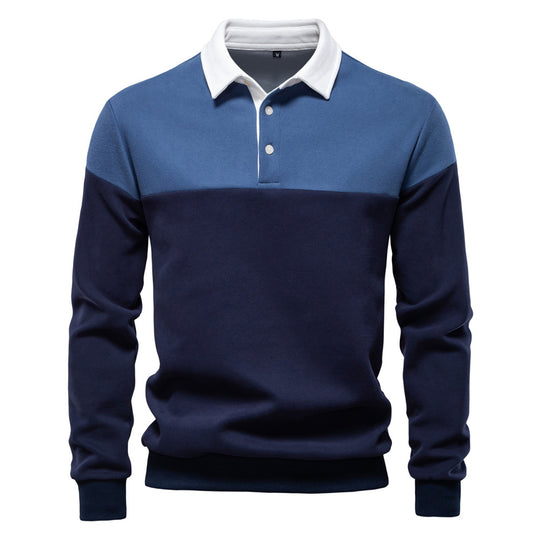 Herren Langarm Poloshirt mit modernen Farbapplikationen und hochwertigem Stoff EB