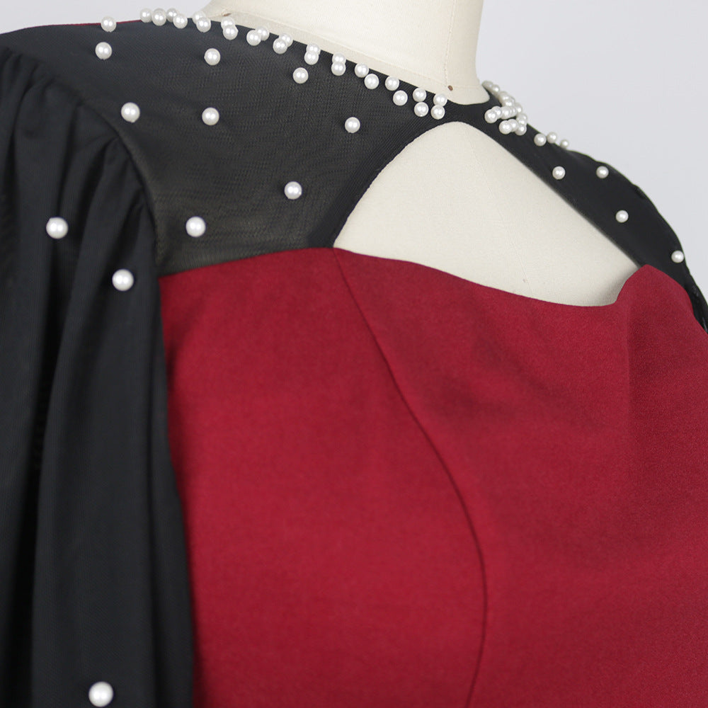 Damen Kleid mit eleganten transparenten Ärmeln EB