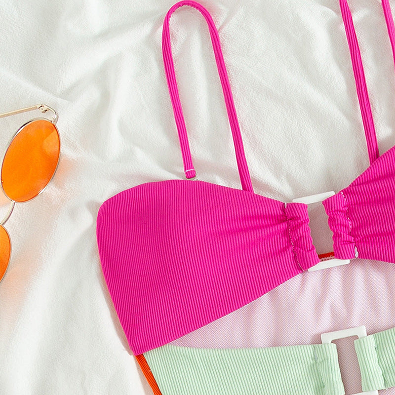 Damen Modischer Cut-Out-Bikini mit Verstellbarem Oberteil EB