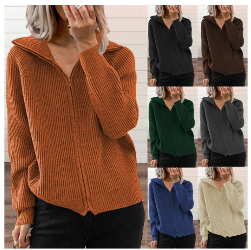 Damen Zip-Kapuzenpullover aus strukturierter Strickware EB