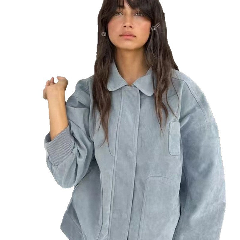 Damen Oversized Denimjacke im lässigen Stil mit praktischen Taschen EB
