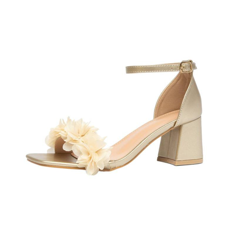 Damen Hochhackige Sandalen mit floralen Applikationen EB