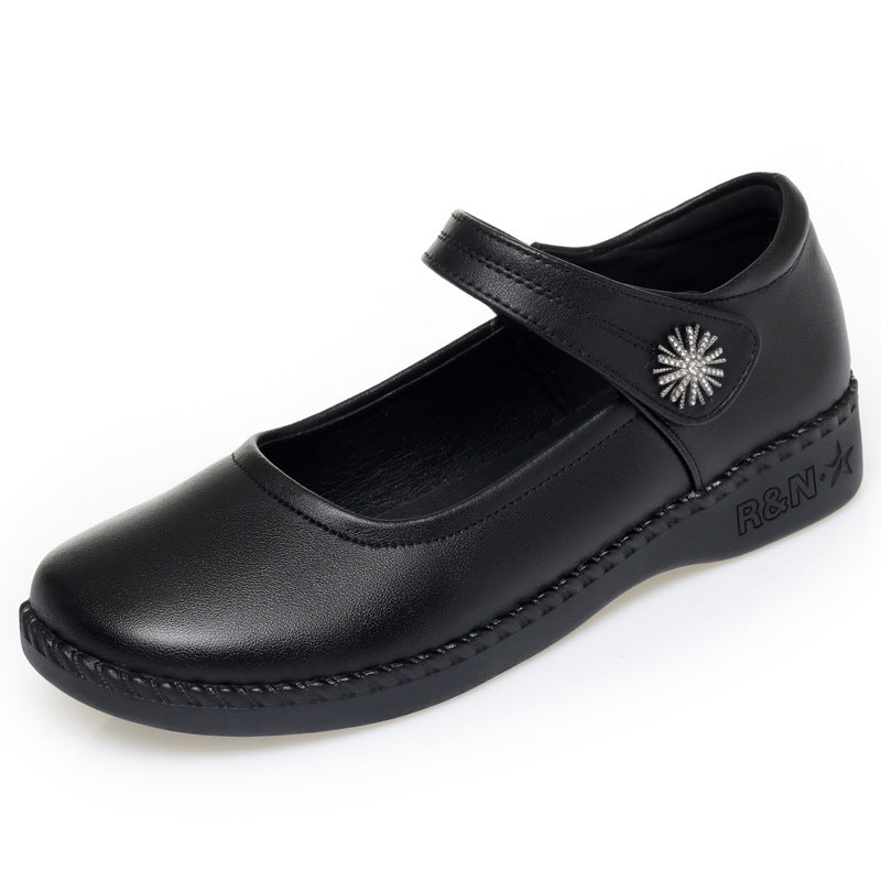 Damen Bequeme Mary Jane Ballerinas mit modischem Riemen und dekorativem Schmuckdetail EB
