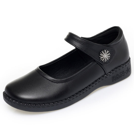 Damen Bequeme Mary Jane Ballerinas mit modischem Riemen und dekorativem Schmuckdetail EB