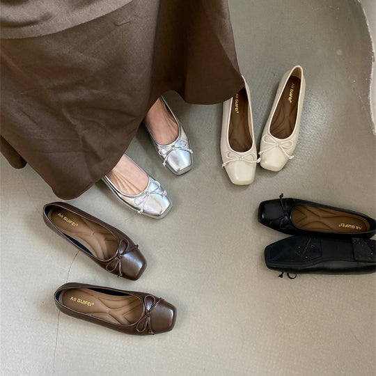 Damen elegante Ballerinas mit komfortablem Fußbett und verspieltem Schleifen-Detail EB