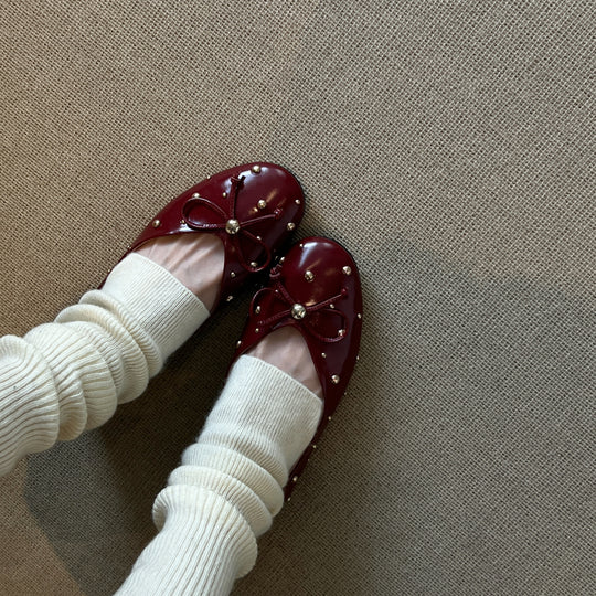Damen Ballerinas mit elegantem Schleifenakzent und funkelnden Zierperlen EB