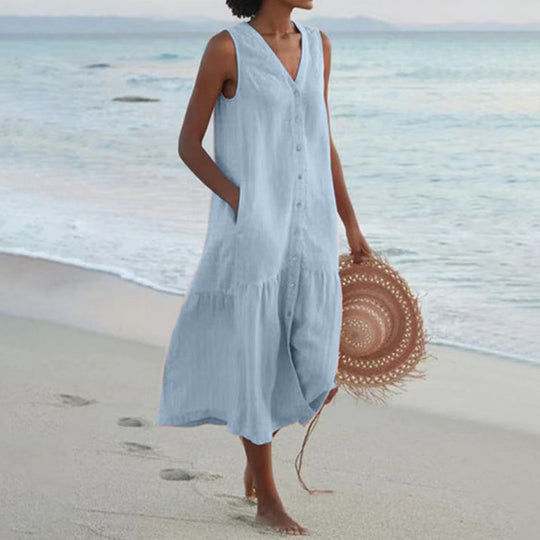 Damen Sommerliches Leinenkleid EB