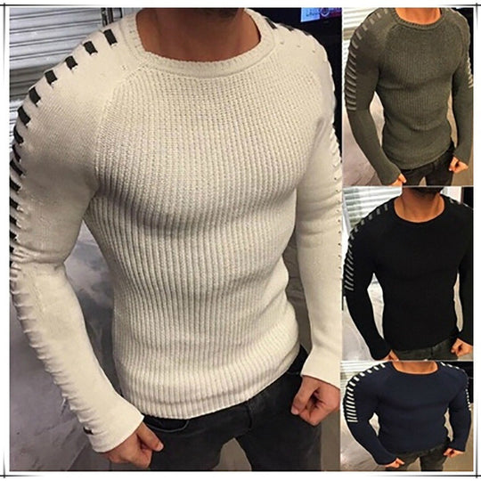 Herren stylischer Feinstrickpullover mit modischen Kontraststreifen EB