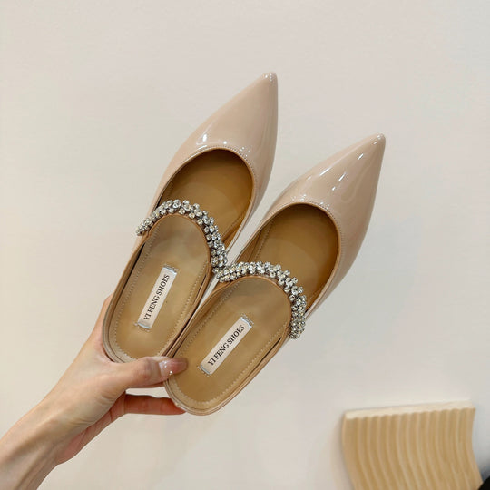 Damen elegante Ballerinas mit funkelndem Strassband EB