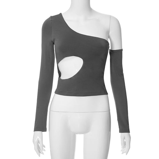 Damen asymmetrisches Langarmshirt mit Cut-out und innovativem Designs EB