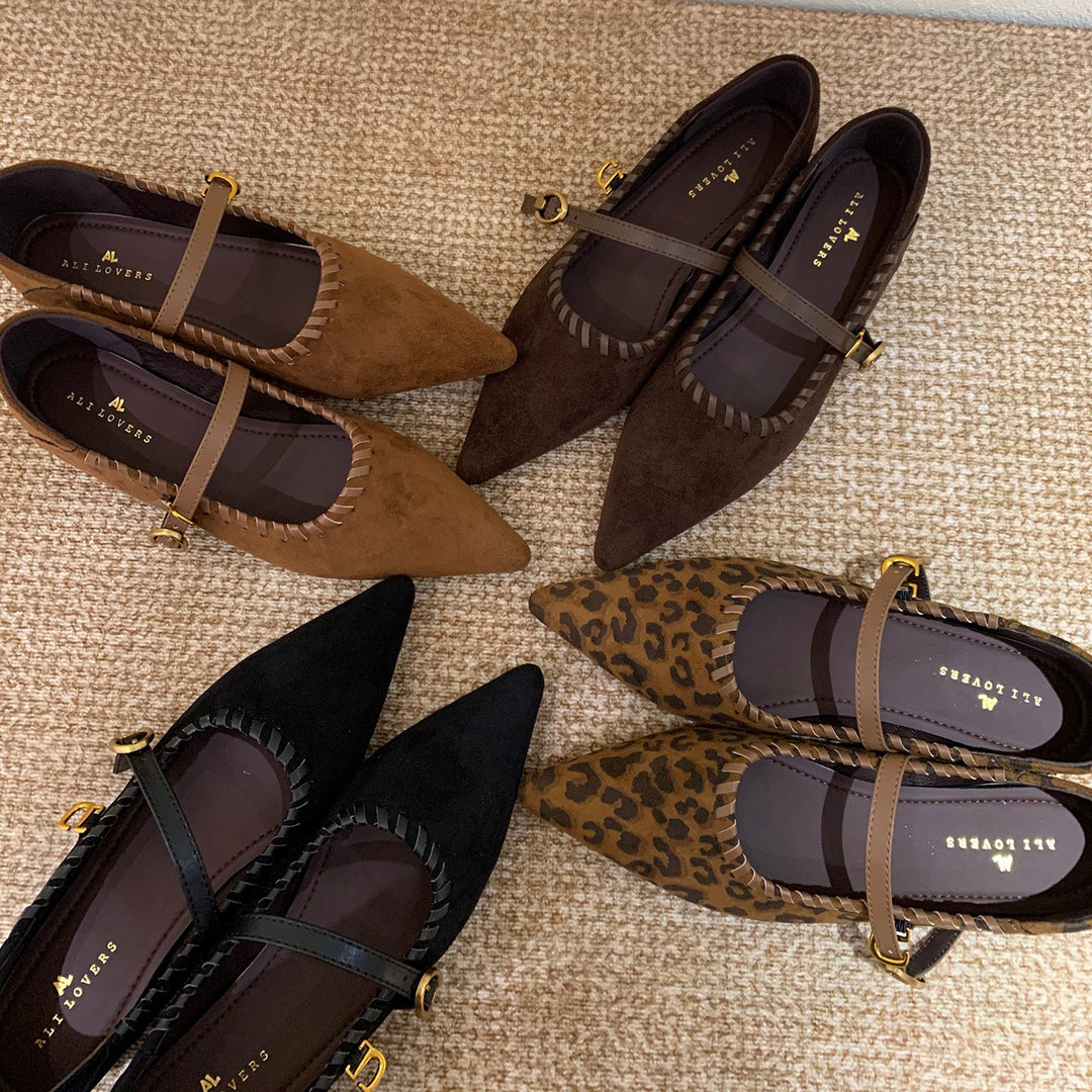 Damen elegante Schnürpumps mit modischem Riemen und spitzem Fußteil EB