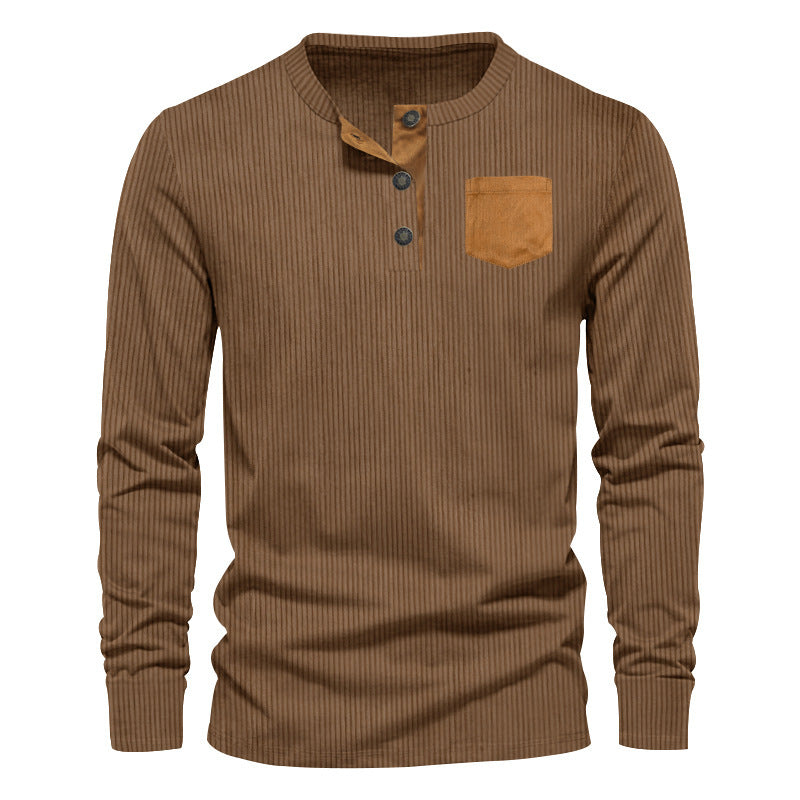 Herren Rippenfeinstrick Langarmshirt mit Slim‑Fit und Stehkragen EB