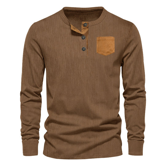 Herren Rippenfeinstrick Langarmshirt mit Slim‑Fit und Stehkragen EB