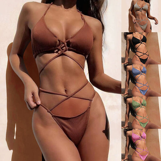 Damen Triangel-Bikini mit Criss-Cross-Design EB