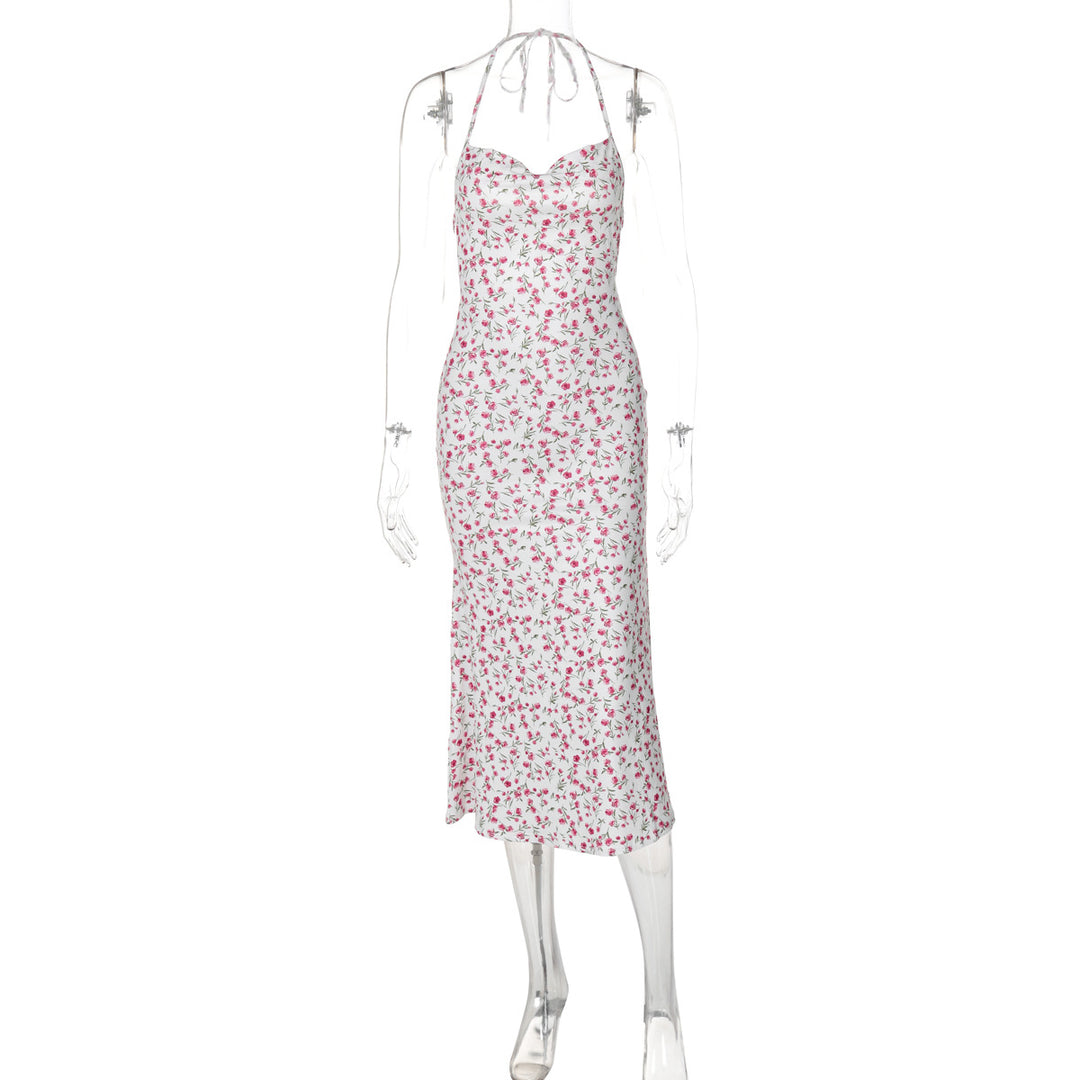 Damen Maxikleid mit eleganter Schnürung und floralem Muster EB