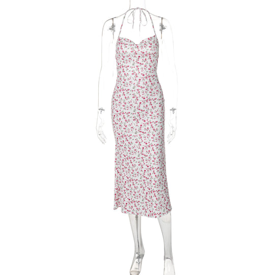 Damen Maxikleid mit eleganter Schnürung und floralem Muster EB