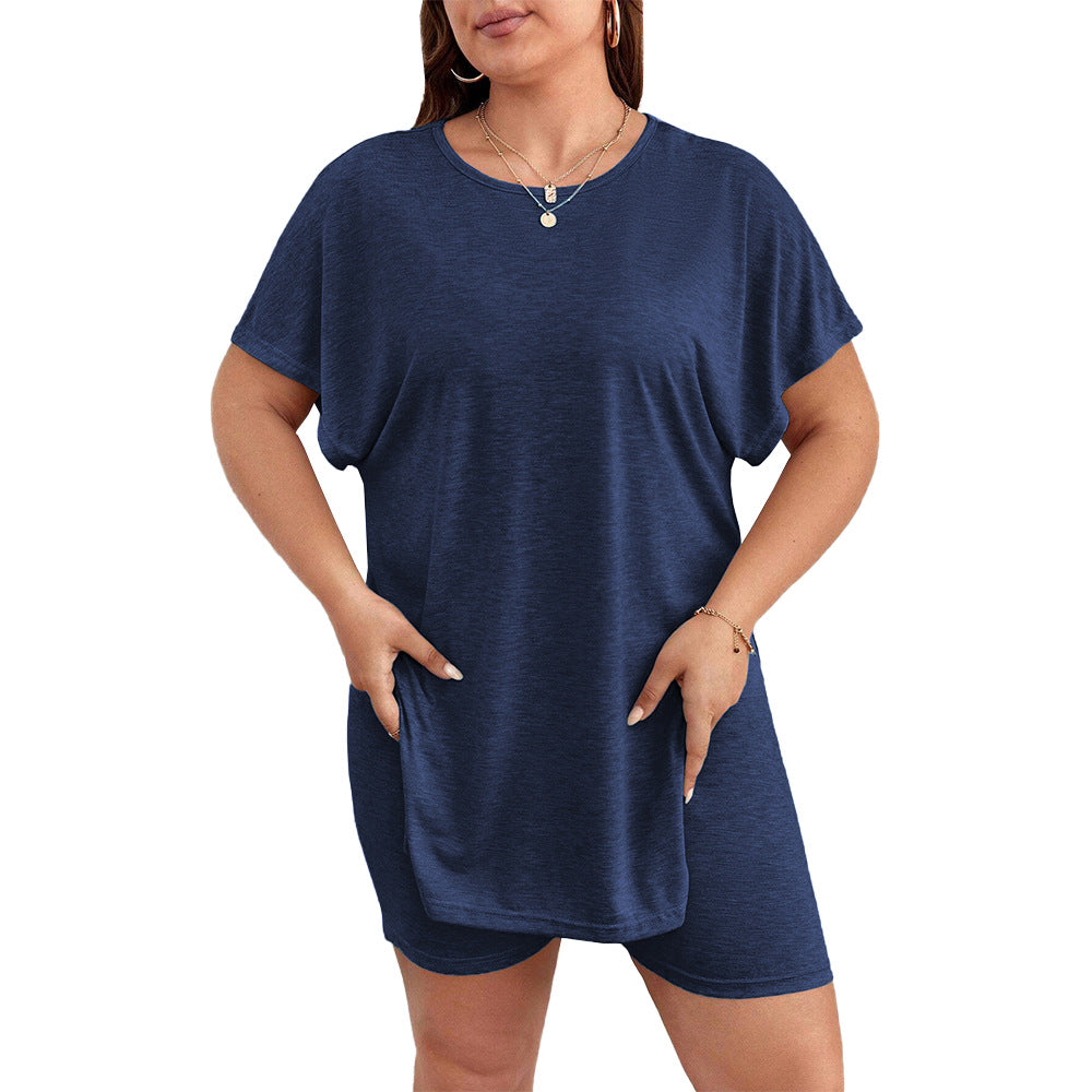 Damen bequemer Lounge-Set mit T-Shirt und Shorts EB