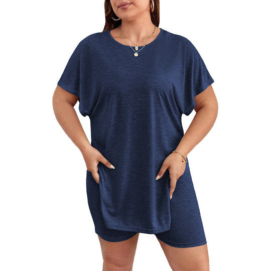 Damen bequemer Lounge-Set mit T-Shirt und Shorts EB