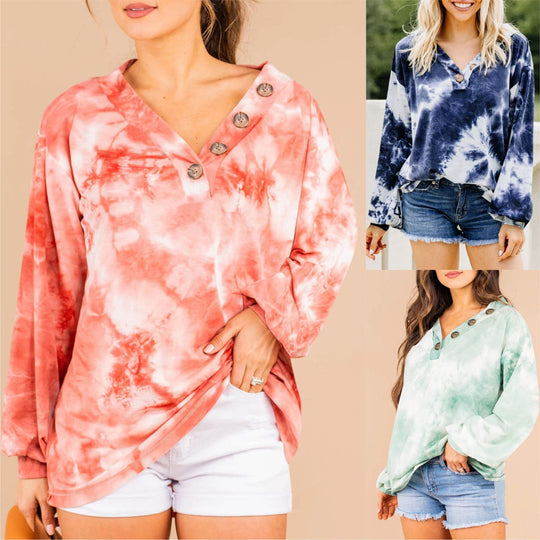 Damen lässiger Oversized-Pullover mit Knopfleiste EB