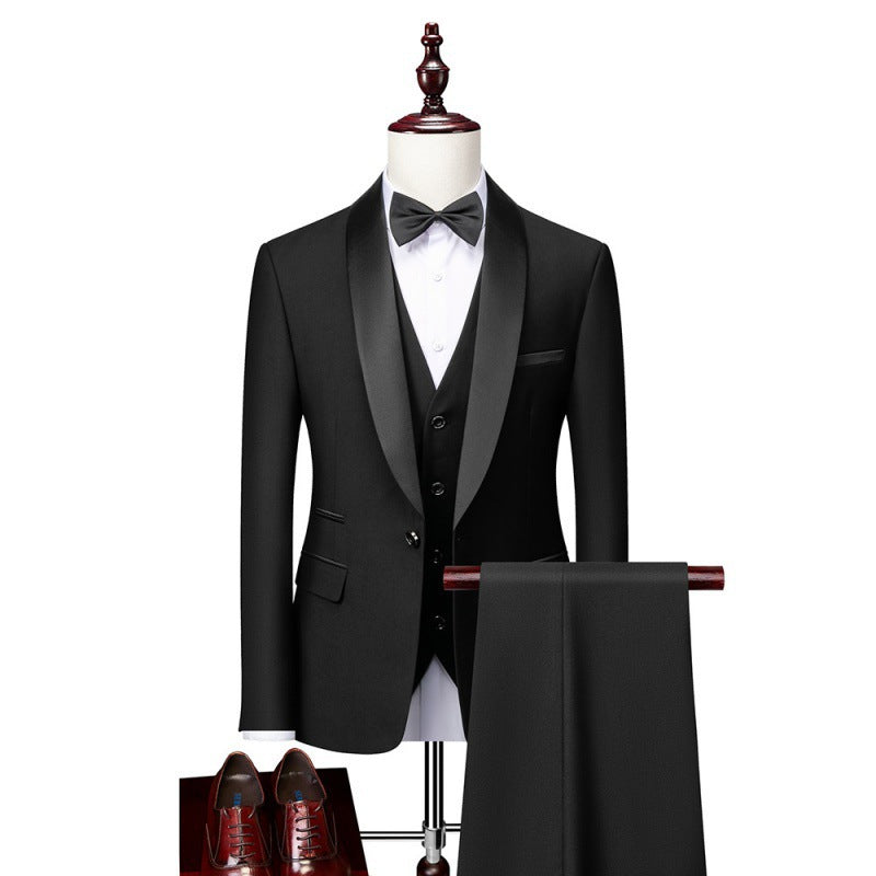 Herren nan dreiteiliges Smoking-Set mit Schalkragen, taillierter Weste und schlanker Passform EB