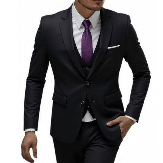 Herren nan dreiteiliges Slim-Fit Anzugset mit Weste, schmalem Revers und taillierter Silhouette EB