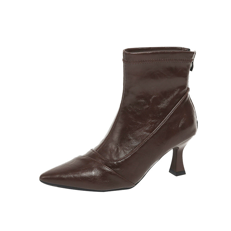 Damen elegante Ankleboots mit modischer Stiletto-Absatz und Reißverschluss EB