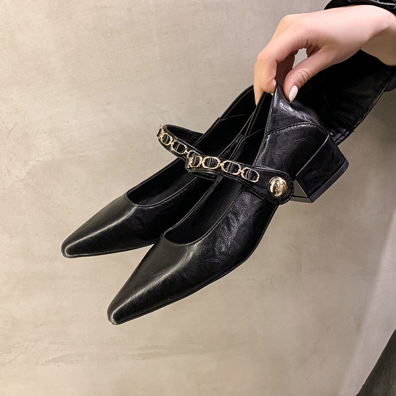Damen elegante Ballerinas mit modischer Kette EB