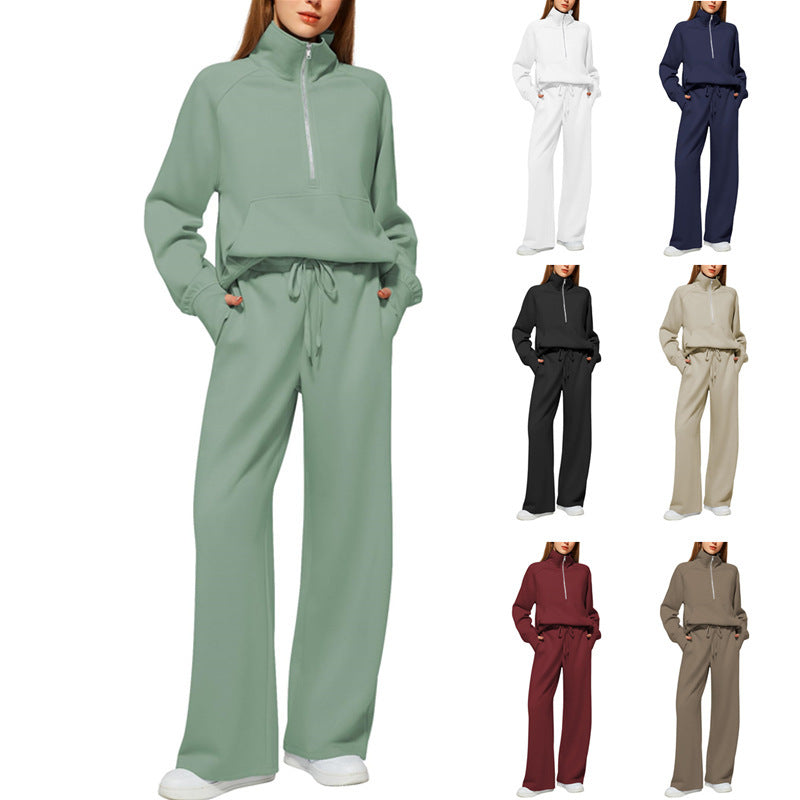 Damen Sportives Set mit Stehkragen und weitem Beinschnitt EB
