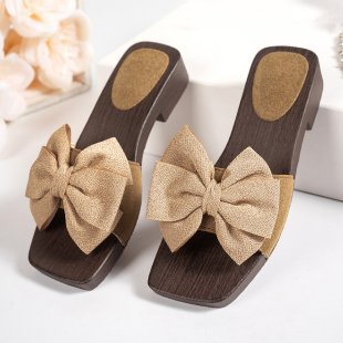 Damen Offene Slipper mit dekorativem Schleifendetail EB