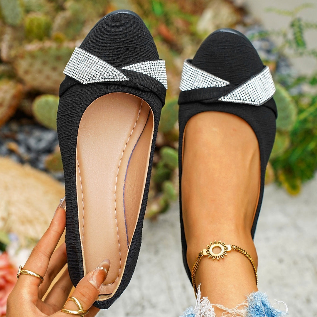 Damen elegante Ballerinas mit glamourösem Strassdetail EB