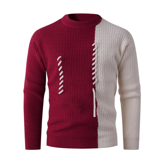 Herren Strickpullover mit modernem Zopfmuster und kontrastierenden Details EB