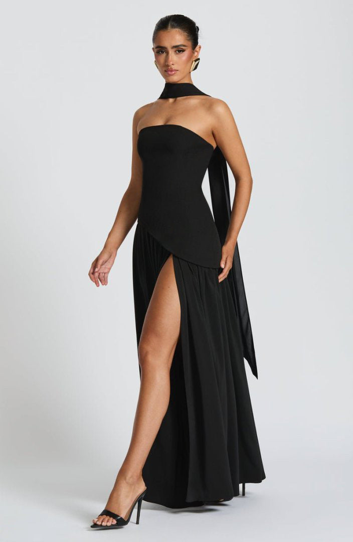 Damen Hochwertiges Abendkleid mit asymmetrischem Schnitt und elegantem Schlitz EB