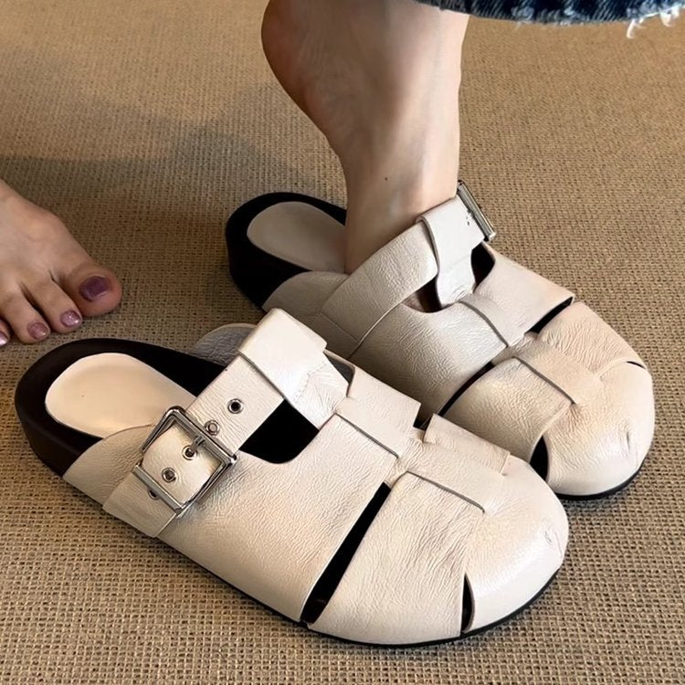 Damen Komfortable Clogs mit modischem Schnallenverschluss EB