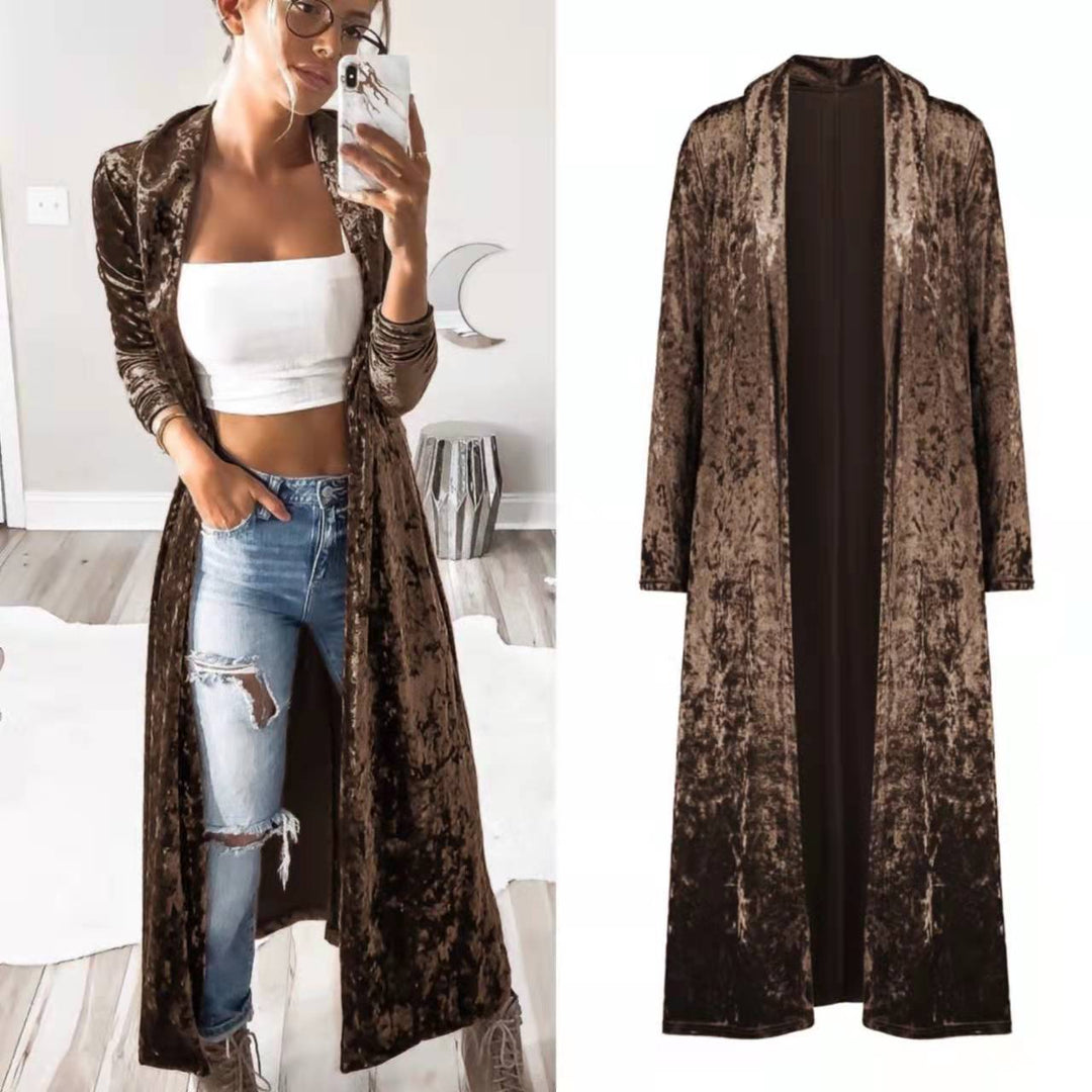 Damen Langer Veloursmantel EB