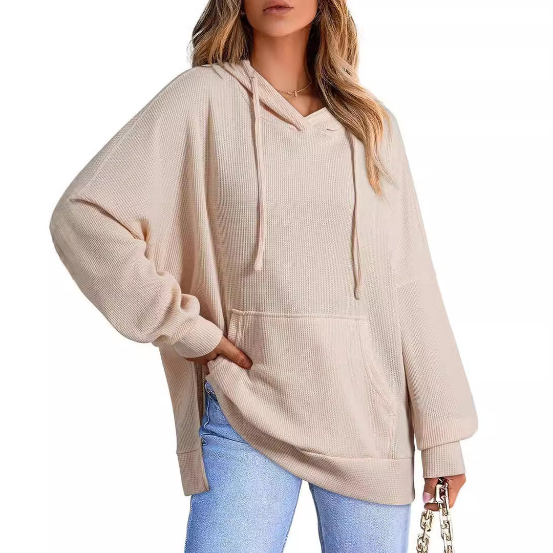 Damen Oversized Kapuzenpullover mit praktischen Taschen und seitlichen Schlitzen EB